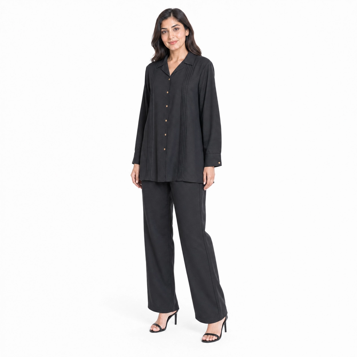 Black Bizu Pleated Co-Ord Set