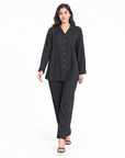 Black Bizu Pleated Co-ord Set