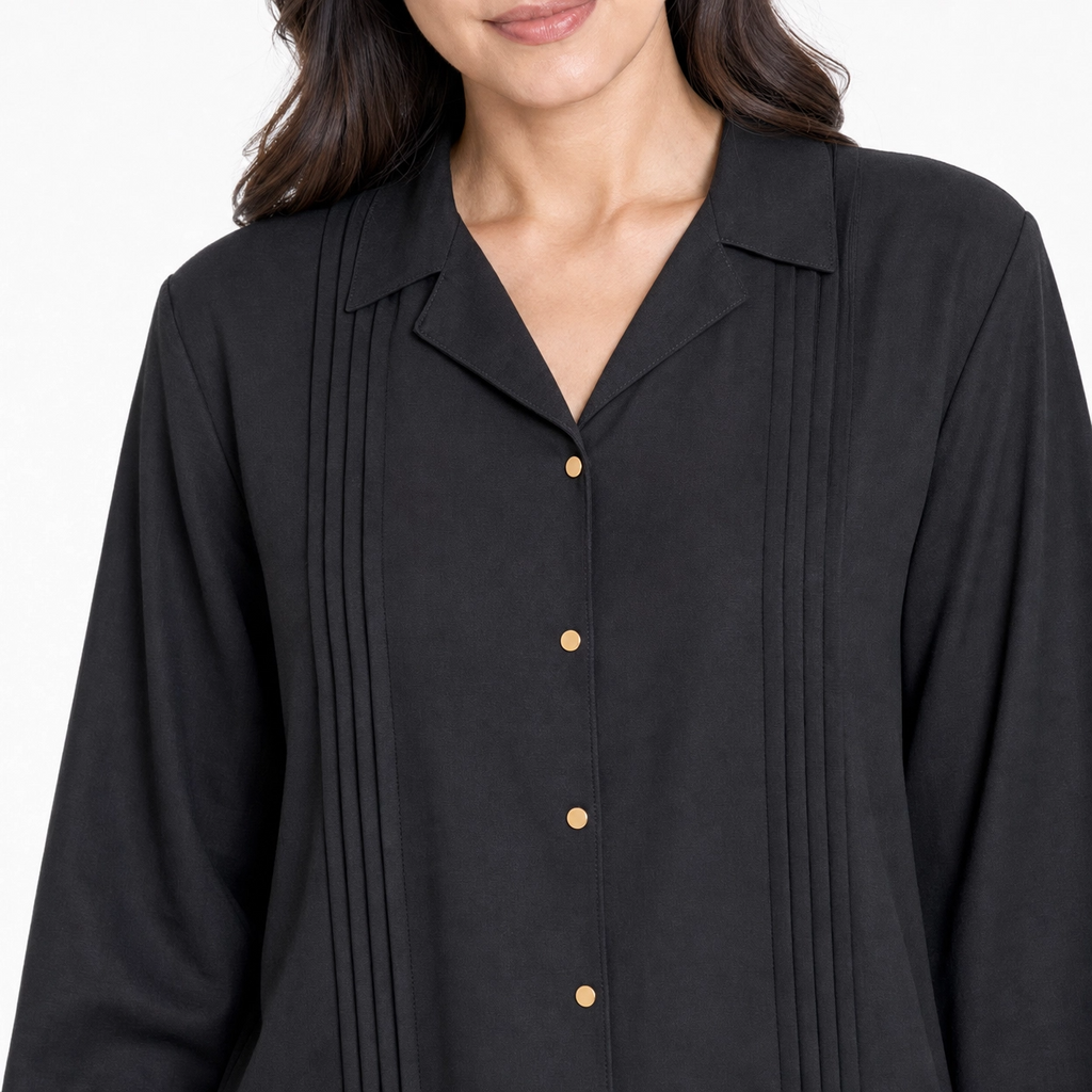 Black Bizu Pleated Co-Ord Set