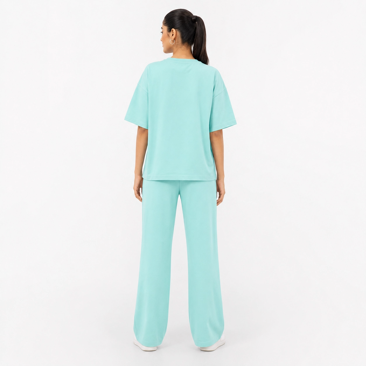 Mint Aqua Drop Shoulder Track Suit
