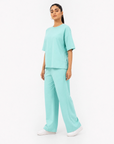 Mint Aqua Drop Shoulder Track Suit