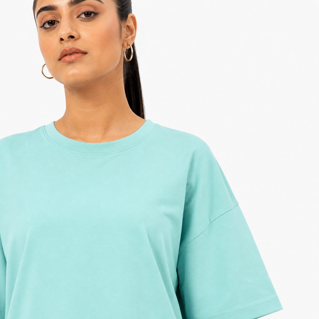 Mint Aqua Drop Shoulder Track Suit