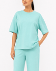 Mint Aqua Drop Shoulder Track Suit