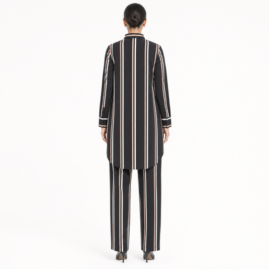 Back view of the Black Lining striped co-ord set