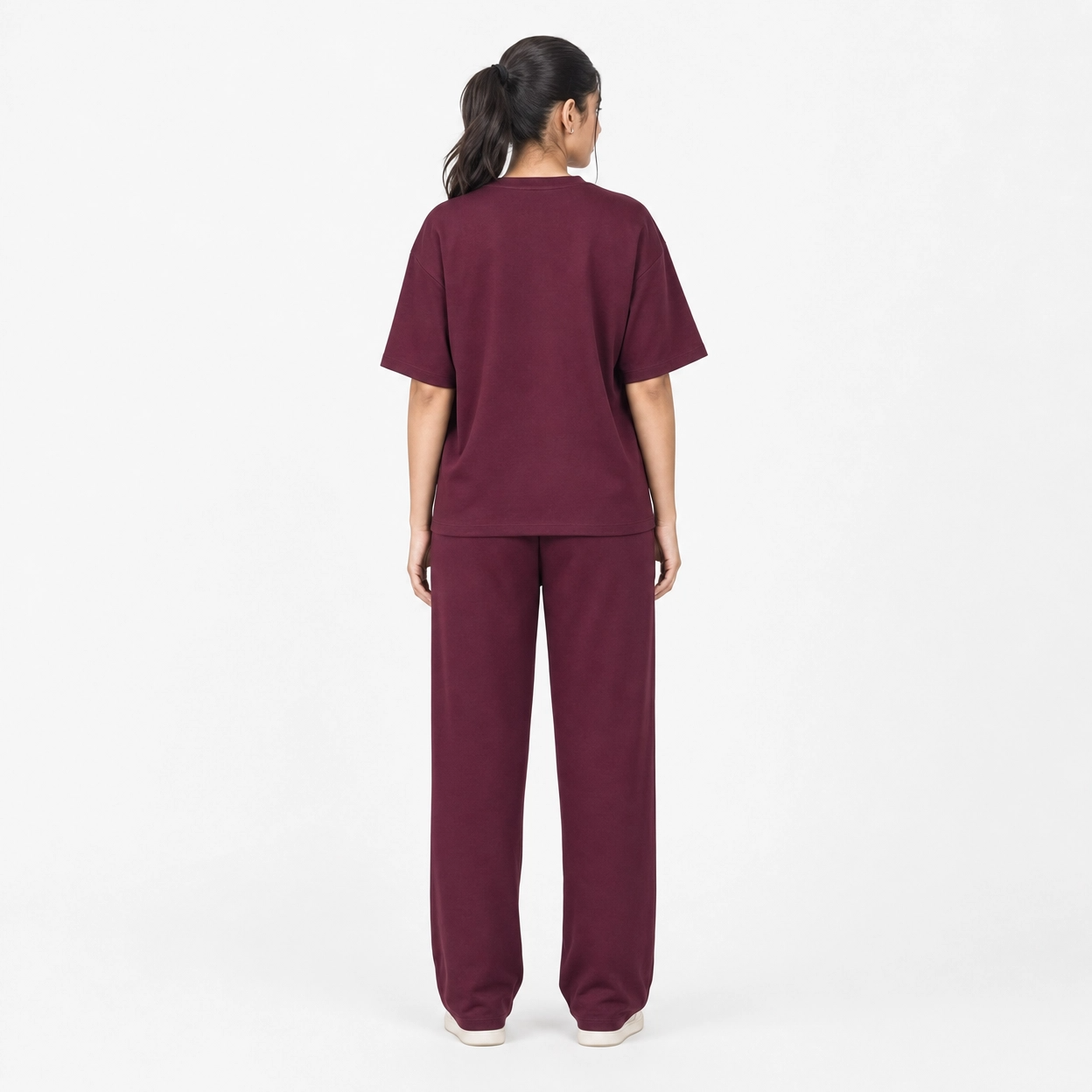 Burgundy Drop Shoulder Track Suit
