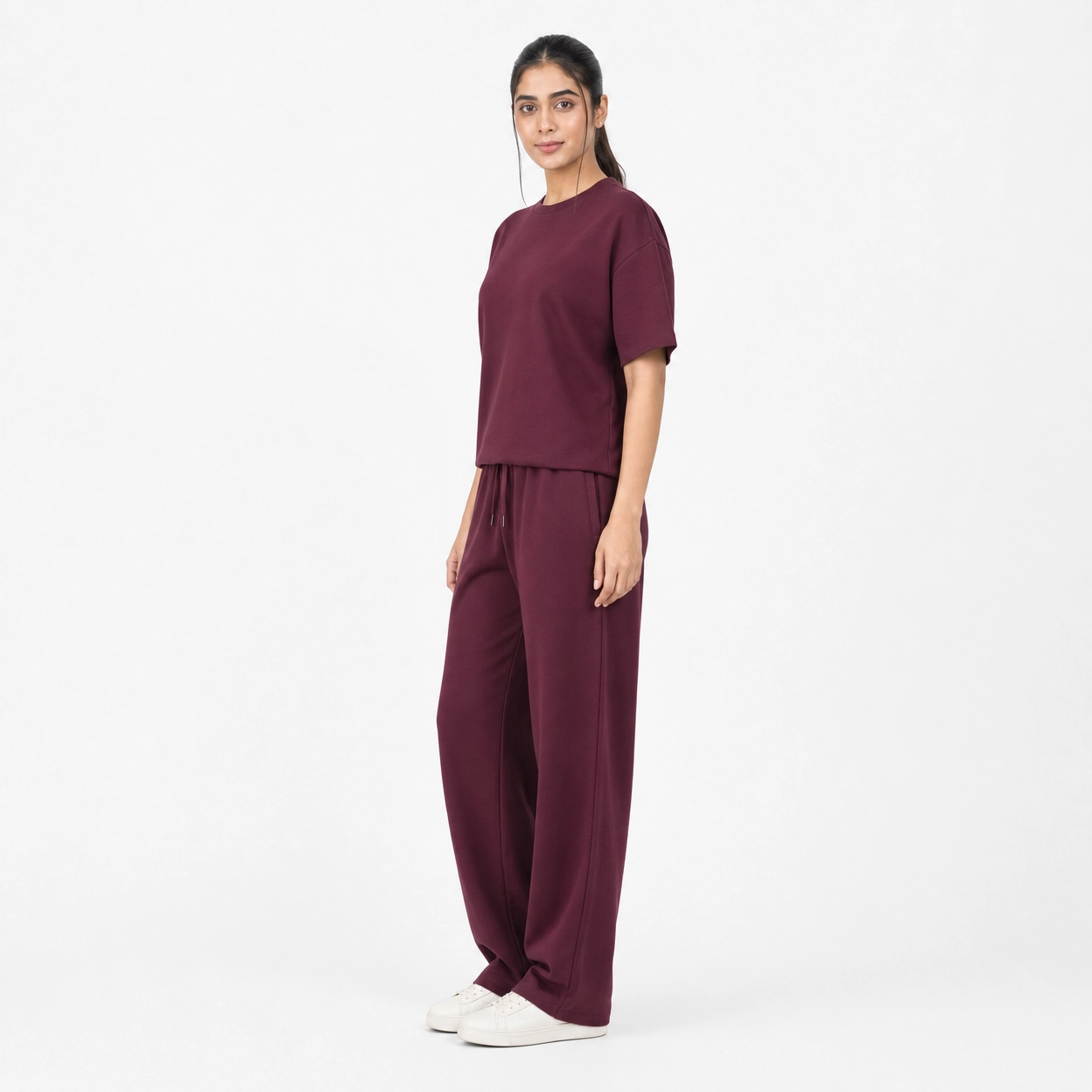 Burgundy Drop Shoulder Track Suit