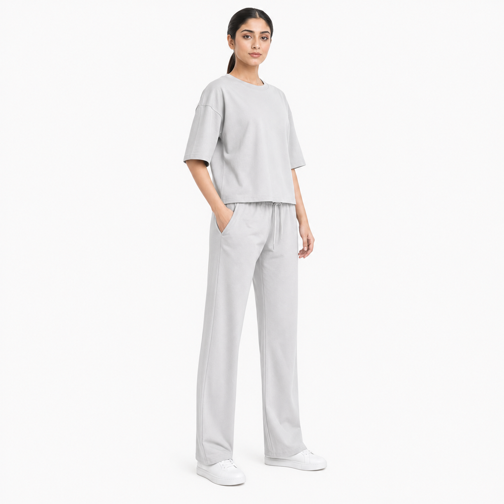 Light Grey Drop Shoulder Track Suit