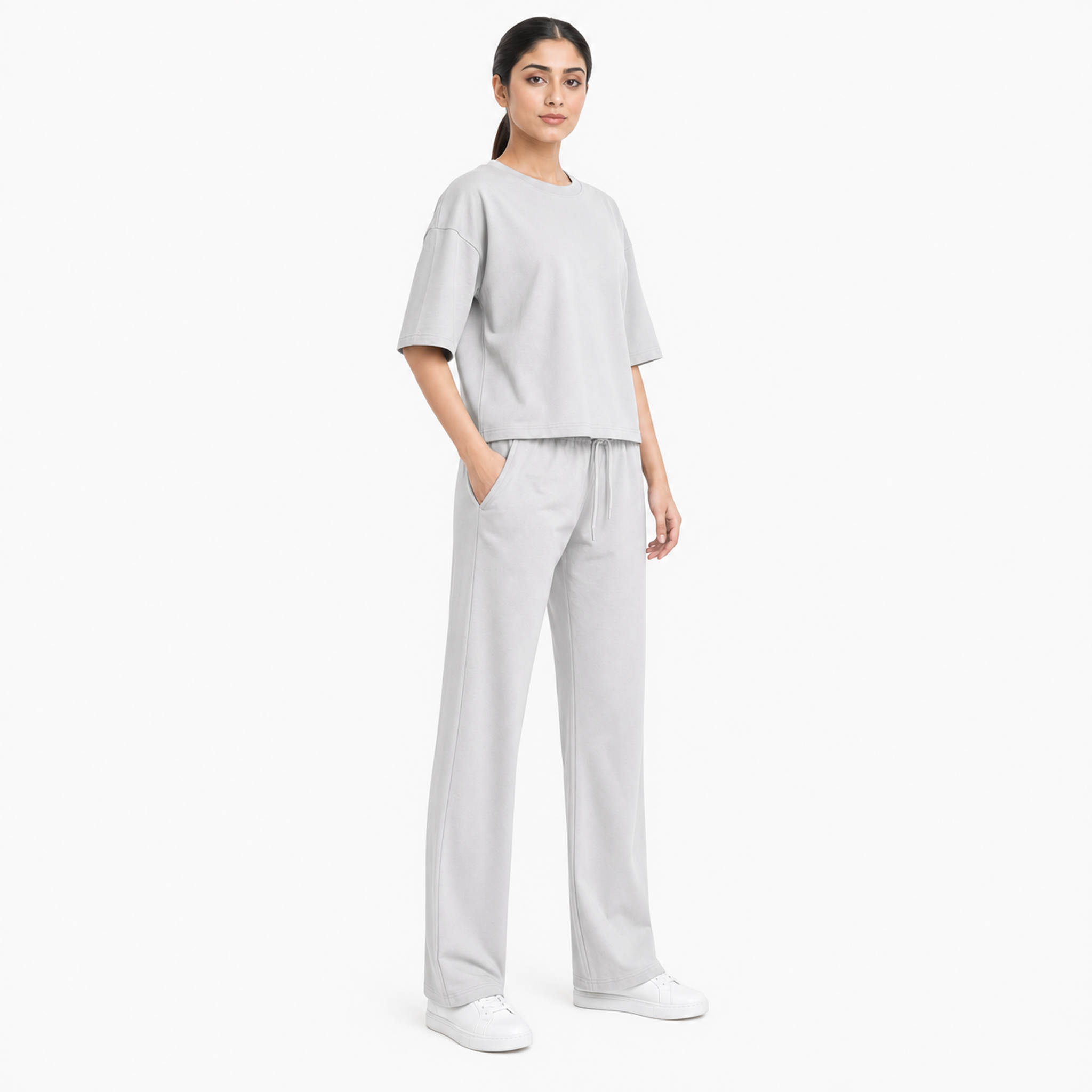 Light Grey Drop Shoulder Track Suit