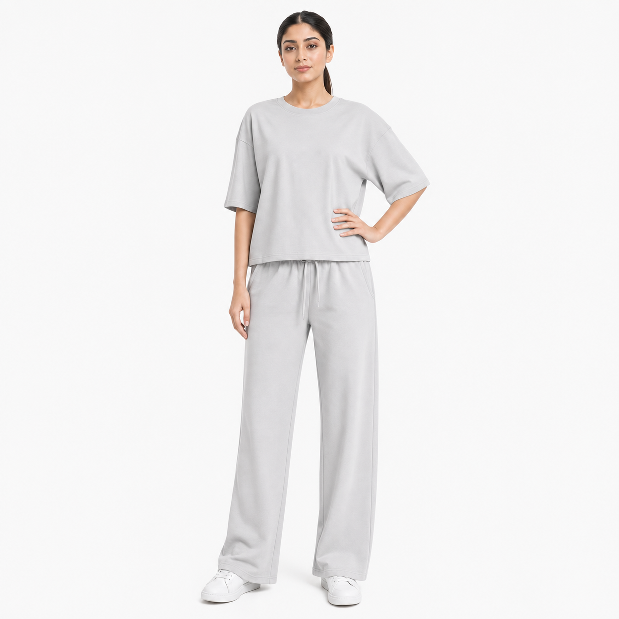 Light Grey Drop Shoulder Track Suit