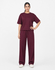Burgundy Drop Shoulder Track Suit