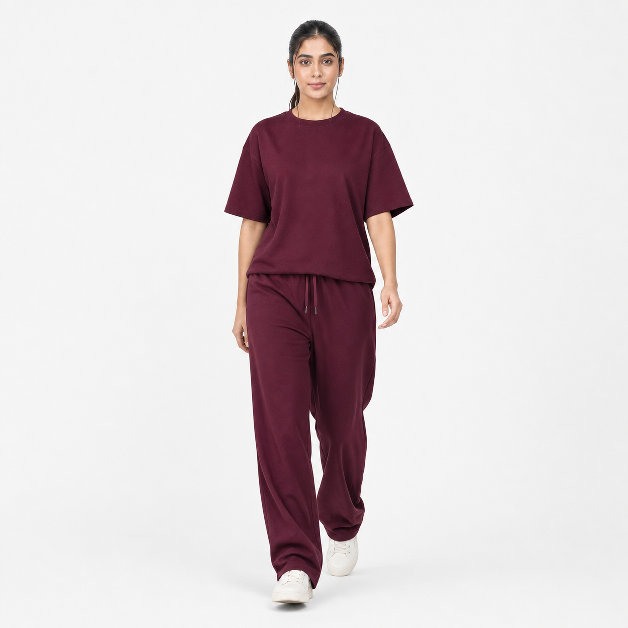 Burgundy Drop Shoulder Track Suit