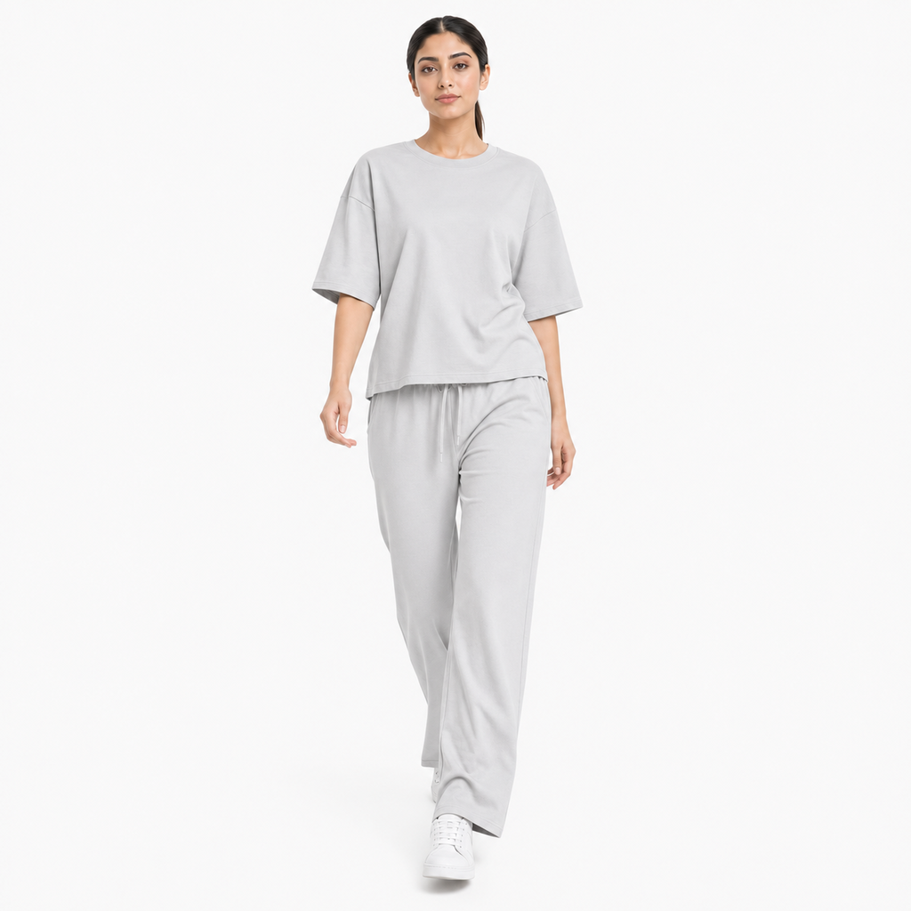 Light Grey Drop Shoulder Track Suit