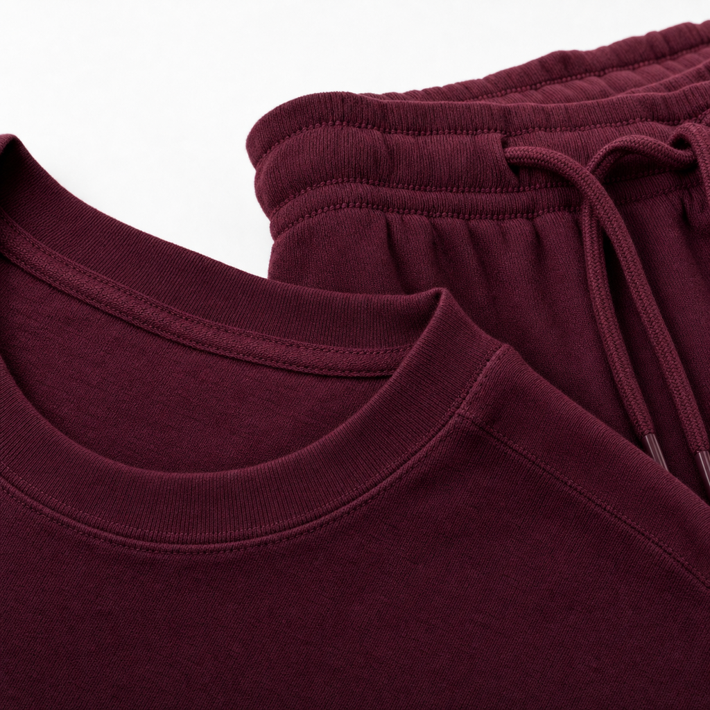 Burgundy Drop Shoulder Track Suit