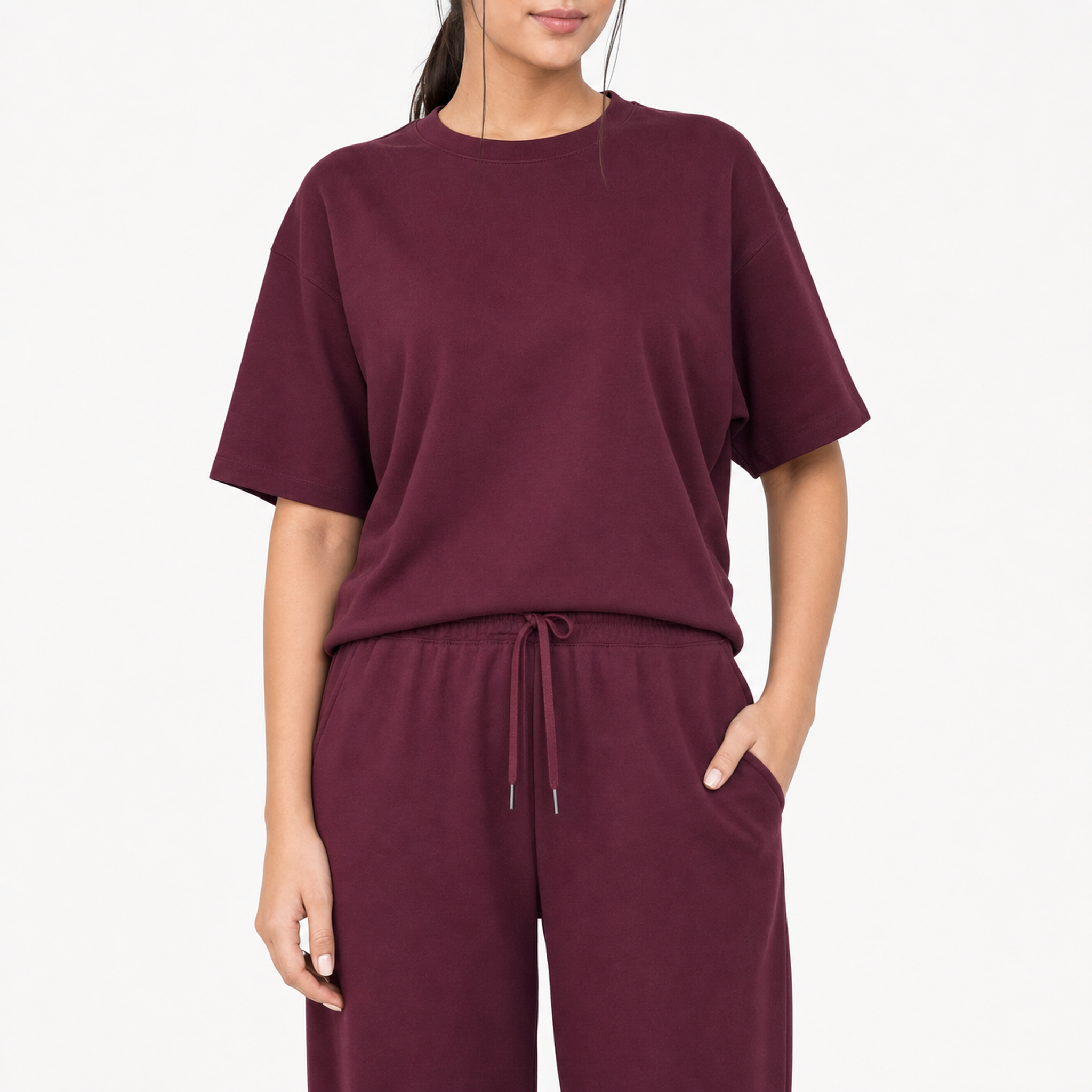 Burgundy Drop Shoulder Track Suit